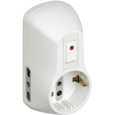 kit - adattatore Safe 1 presa standard tedesca e 2 bipasso (10/16 A) interruttore luminoso bianco product photo Photo 01 3XL