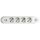 Multipresa 4 schuko/bipas+inter+2usb bianco product photo
