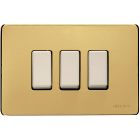 placca 3 posti in ottone lucido - con sottoplacca isolante e aggancio graduale per supporto 503R product photo