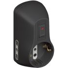 kit - adattatore Safe 1 presa standard tedesca e 2 bipasso (10/16 A) interruttore luminoso grigio product photo