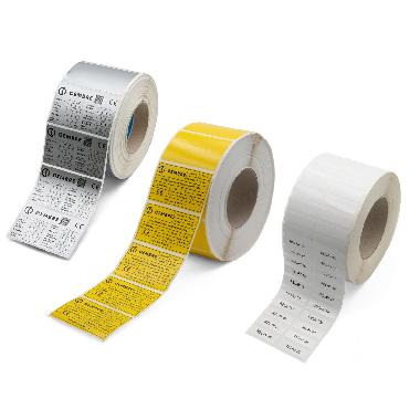 ETICHETTE ADESIVE, PER STAMPANTI A TRASFERIMENTO TERMICO, SU ROTOLO, FILM PVC PER ESTERNO, GIALLO, CERTIFICATO UL, 12,7x50mm product photo Photo 01 3XL