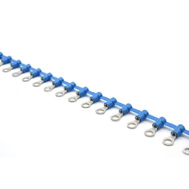 CAPOCORDA CONCATENATO AD OCCHIELLO, PREISOLATO IN POLICARBONATO, BLU, PER CONDUTTORI IN RAME, HALOGEN FREE, VITE 6mm SEZIONE 1,5-2,5 mmq (Conf. da 1750 Pz.) product photo Photo 01 3XL