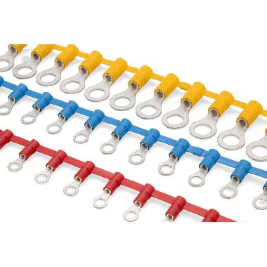 CAPOCORDA CONCATENATO AD OCCHIELLO, PREISOLATO IN POLICARBONATO, BLU, PER CONDUTTORI IN RAME, HALOGEN FREE, VITE 6mm SEZIONE 1,5-2,5 mmq (Conf. da 1750 Pz.) product photo Photo 02 3XL