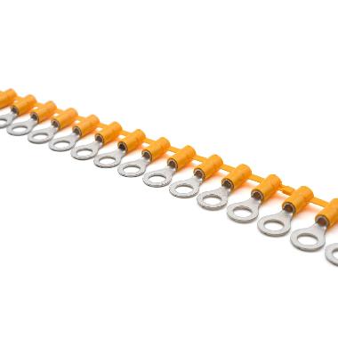 CAPOCORDA CONCATENATO AD OCCHIELLO, PREISOLATO IN POLICARBONATO, GIALLO, PER CONDUTTORI IN RAME, HALOGEN FREE, VITE 5mm SEZIONE 4-6 mmq (Conf. da 1250 Pz.) product photo Photo 01 3XL