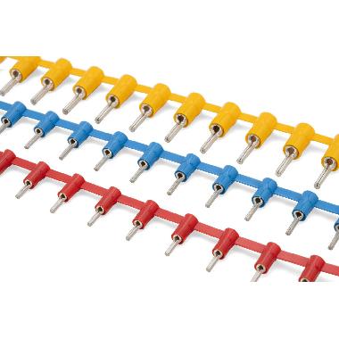 CAPOCORDA CONCATENATO A PUNTALE TONDO, PREISOLATO IN POLICARBONATO, ROSSO, PER CONDUTTORI IN RAME, HALOGEN FREE, P=8mm SEZIONE 0,25-1,5 mmq (Conf. da 2000 Pz.) product photo Photo 01 3XL