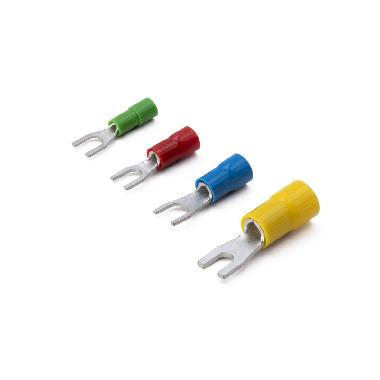 CAPOCORDA A FORCELLA, PREISOLATO IN POLICARBONATO, GIALLO, PER CONDUTTORI IN RAME, HALOGEN FREE, VITE 4mm SEZIONE 4-6 mmq (Conf. da 100 Pz.) product photo Photo 02 3XL