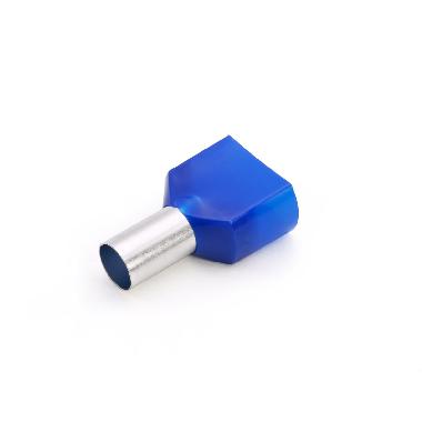 TUBETTO TERMINALE 'TWIN', PREISOLATO IN PA6, BLU, PER CONDUTTORI FLESSIBILI IN RAME, SEZIONE 2x16mmq P=14mm (Conf. da 50 Pz.) product photo Photo 01 3XL
