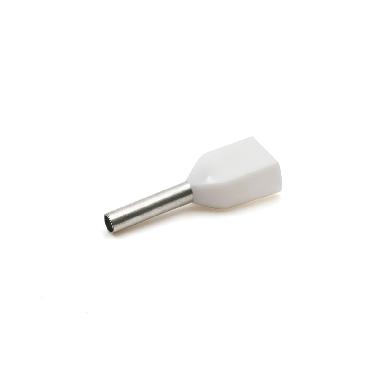 TUBETTO TERMINALE 'TWIN', PREISOLATO IN PA6, BIANCO, PER CONDUTTORI FLESSIBILI IN RAME, SEZIONE 2x0,5mmq P=8mm (Conf. da 500 Pz.) product photo Photo 01 3XL