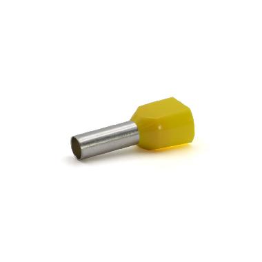 TUBETTO TERMINALE 'TWIN', PREISOLATO IN PA6, GIALLO, PER CONDUTTORI FLESSIBILI IN RAME, SEZIONE 2x6mmq P=14mm (Conf. da 100 Pz.) product photo Photo 01 3XL