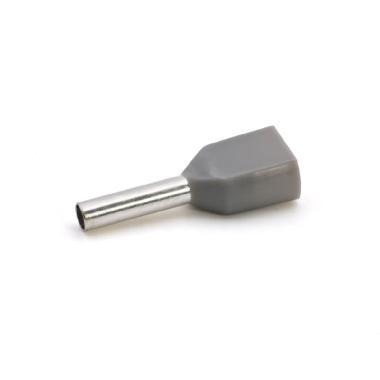 TUBETTO TERMINALE 'TWIN', PREISOLATO IN PA6, GRIGIO, PER CONDUTTORI FLESSIBILI IN RAME, SEZIONE 2x0,75mmq P=8mm (Conf. da 100 Pz.) product photo Photo 01 3XL