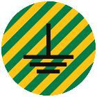 ETICHETTA ADESIVA PER APPARECCHIATURE CS-EYG, SIMBOLO GIALLO-VERDE TERRA, DIMENSIONE 20mm product photo