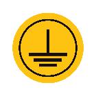 ETICHETTA ADESIVA PER APPARECCHIATURE CS-EPY, SIMBOLO GIALLO TERRA DI PROTEZIONE, DIMENSIONE 12,5mm product photo