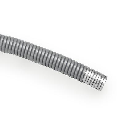 Tubo flessibile metallico, rivestito in PVC aspirato, aggraf. semplice, D 12x15,5 mm, AD12, grigio (Conf. da 50 Mt.) product photo Photo 01 3XL
