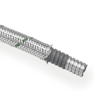 Tubo metallico ricoperto in EVA aspirata, protetto con treccia INOX AISI304, diam. 12x18 mm, AD12 (Conf. da 50 Mt.) product photo Photo 01 3XL