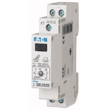 Interruttore con LED, 230AC/DC, 1NA+1NC, 16A, arancione, 1unit&agrave; passo product photo Photo 01 3XL