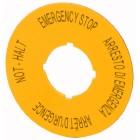 Targhetta, arresto d'emergenza, D=90mm, gialla, DE, EN, FR, IT product photo
