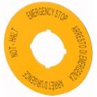 Targhetta, arresto d'emergenza, D=60mm, gialla, DE, EN, FR, IT product photo