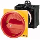 Interruttori generali, T0, 20 A, a comando rinviato, 2 Unità costruttiva/e, 3 poli + N, Funzione di arresto d'emergenza, con maniglia rotativa rossa e product photo