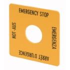 Targhetta, arresto di emergenza, gialla, AxL=50x50mm, 4 lingue, DE, EN, FR, IT product photo