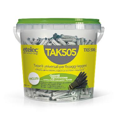 Tassello universale in nylon per fissaggi leggeri 5 x 25 mm 500 PZ + Vite 4 x 30 mm incluse + guanti product photo Photo 01 3XL