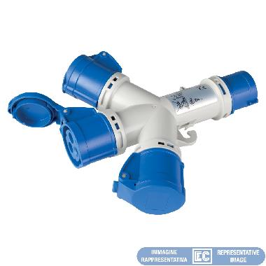 MOLTIPLICATORE 3 USCITE SPINA 380V 16A 3P+N+T IP67 product photo Photo 01 3XL