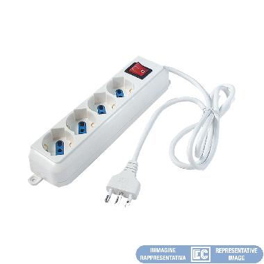 MULTIPRESA BIANCA 5 POSTI  10/16A - CAVO 1,5 m product photo Photo 01 3XL