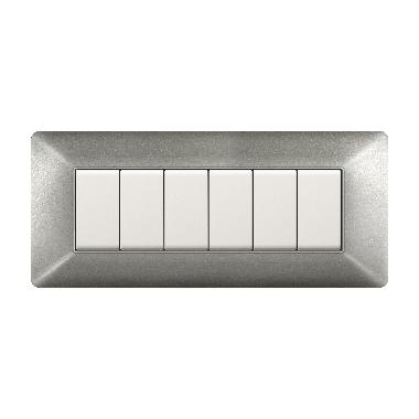 PLACCA 6 MODULI ACCIAIO SATINATO product photo Photo 01 3XL