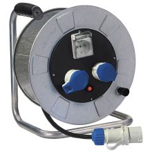 Avvolgicavo 30m 3G2,5 H07RN-F, 2 prese CEE+1P40, con disgiuntore, IP44, zincato product photo