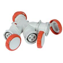 Adattatore da spina CEE 4 poli 16A a 3 prese CEE 4 poli 16A 400V, IP67 product photo