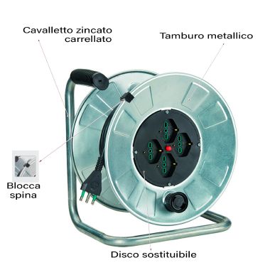 Avvolgicavo 25m 3G1,5 S17 4P40, con disgiuntore, zincato product photo Photo 03 3XL