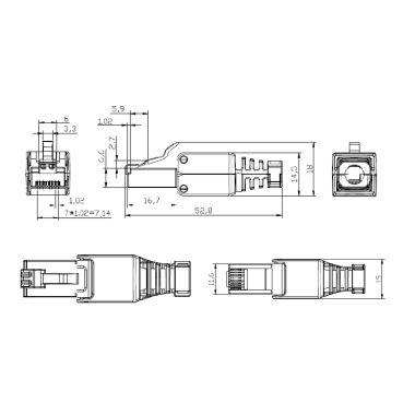 Spina RJ45 FTP cat.6 TOOLLESS, metallico product photo Photo 03 3XL