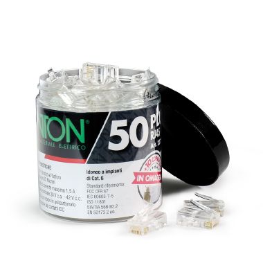 Kit 50 plug RJ45 UTP cat.6+10 copriplug product photo Photo 01 3XL