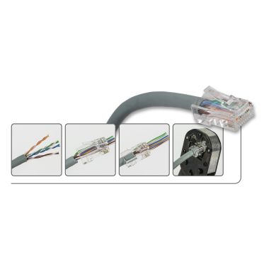 Kit 50 plug RJ45 UTP passanti cat.6+10 copriplug product photo Photo 03 3XL
