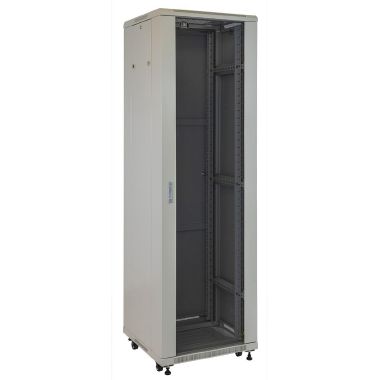 Armadio STANDARD 600x600x2055mm 42U, porta a vetro, colore grigio product photo Photo 12 3XL