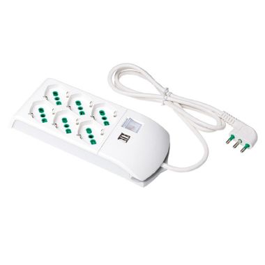Multipresa 1,5m 3G1 S17 3+3P40+2USB, con interruttore, colore bianco product photo Photo 01 3XL