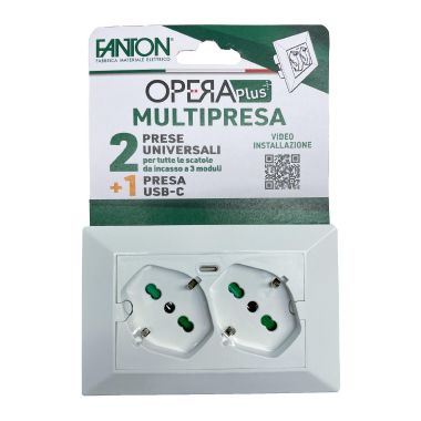 Multipresa universale da incasso Opera Plus 2P40 precablata per scatola 3 moduli bianco product photo Photo 07 3XL
