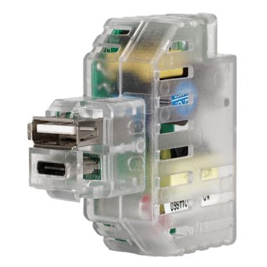 Alimentatore da incasso KEYSTONE IT, 2 prese USB-A+C 2,4A, trasparente product photo Photo 03 3XL
