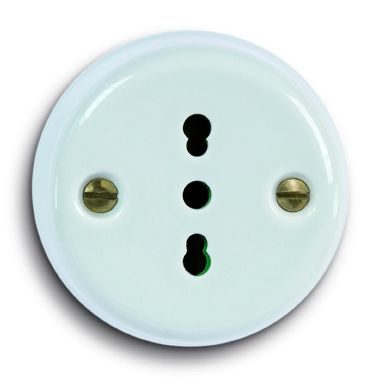 Presa bipasso italiana da parete in ceramica P17/11 colore bianco product photo Photo 02 3XL