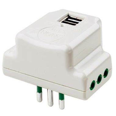 Adattatore da S11 a 3P11+2USB piatto, colore bianco product photo Photo 01 3XL