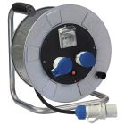 Avvolgicavo 30m 3G2,5 H07RN-F, 2 prese CEE+1P40, con disgiuntore, IP44, zincato product photo