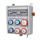 Quadro ULISSE 350 ASC IP65 6 prese CEE, 4 protezioni, con morsettiera, emergenza e staffe, 18kW product photo