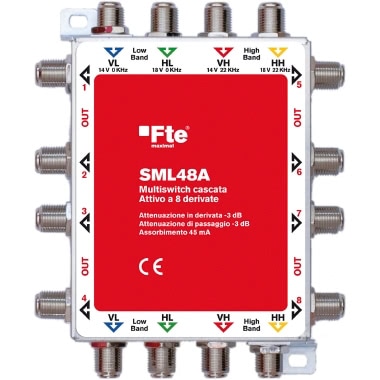 FTE MULTISWITCH ATTIVO 4 INGRESSI 1 IF 4 USCITE PASSANTI 8DERIVATE CONNETTORI F product photo Photo 01 3XL