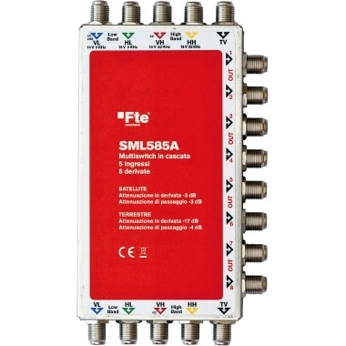 FTE MULTISWITCH IN CASCATA 4 INGRESSI SAT E 1 TV 4 USCITE PASSANTI SAT E 1 TV 8 USCITE IN DERIVAZIONE product photo Photo 01 3XL