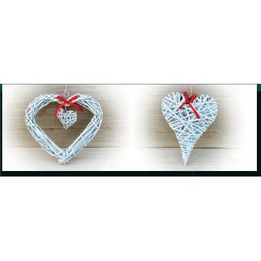 Decorazione pendente rattan a forma di cuore bianco - 2 decori product photo Photo 01 3XL