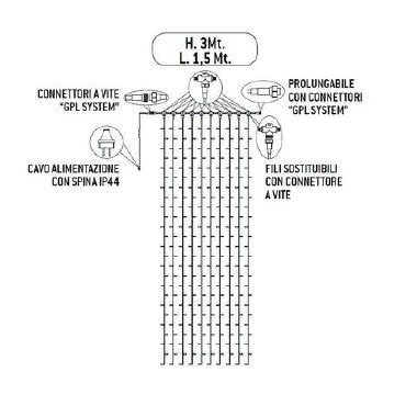 TENDA LUCCIOLONA 250 LED BIANCHI CON FLASH BIANCO FREDDO PROLUNGABILE product photo Photo 02 3XL