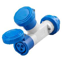 MOLTIPLICATORE MOBILE 2 USCITE IP67-SPINA 16A-2 PRESE 2P+T 230V 50/60HZ-BLU-6H product photo