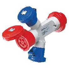 MOLTIPLICATORE ADATTATORE MOBILE IP67-SPINA 3P+N+T 16A 400V ac 50/60HZ-1 PRESA 2P+T 16A 230V ac+1 PRESA 3P+T 16A 400V ac+1 PRESA 3P+N+T 16A 400V ac product photo