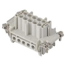 INSERTO FEMMINA - 57X27 - 10P+T 16A 500V/6kV/3 - CONNESSIONE A VITE - CON PIASTRINA - GRIGIO product photo