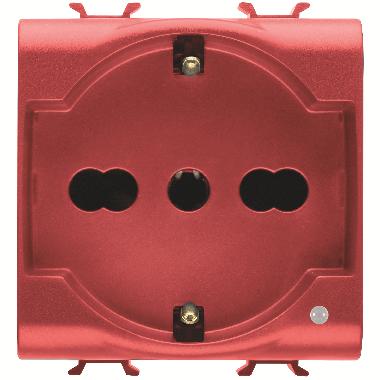 PRESA STANDARD ITALIANO/TEDESCO 250V ac - PER LINEE DEDICATE - 2P+T 16A BIVALENTE - P30-P17 - 2 MODULI - ROSSO - CHORUSMART product photo Photo 01 3XL