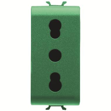 PRESA STANDARD ITALIANO 250V ac - PER LINEE DEDICATE - 2P+T 16A BIVALENTE - P11-P17 - 1 MODULO - VERDE - CHORUSMART product photo Photo 01 3XL